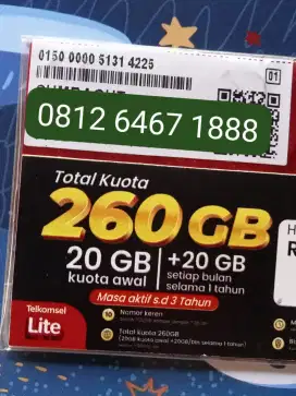 NOMOR CANTIK  SIMPATI ADA BUNOS KUOTA 260 GB SETAHUN MOR BISNIS.