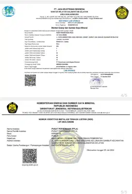 Sertifikat Laik Operasi ( SLO ) & NIDI Pasang Baru Listrik PLN