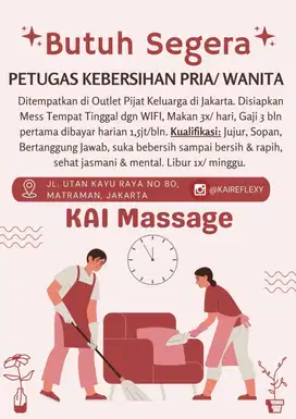 BUTUH SEGERA! 1 org lg ART / House Keeping di Jakarta