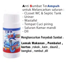 Serbuk Bubuk Anti Sumbat Wastafel Closet Pipa Dll