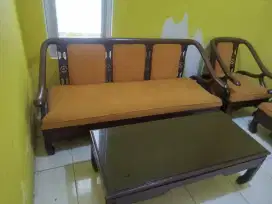 1 set meja kursi tamu jati