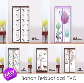 Tirai magnet anti nyamuk elegan bahan PVC kamar AC, kode P