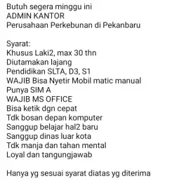 LOKER ADMIN KANTOR