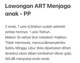 LOWONGAN ART DIBUTUHKAN SEGERA - Mengasuh Anak (PP)