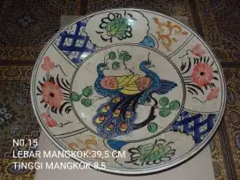 Mangkok atau piring antik motif burung  (retak 1000)