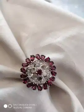 cincin wanita eropa perak batu spinel