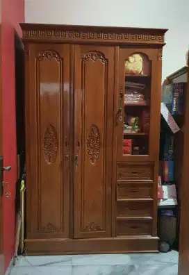 Lemari Pakaian 3 Pintu, Kayu Jati Asli