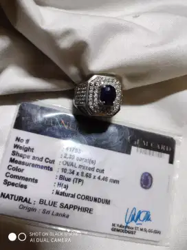 cincin antik blue sapphire safir ukuran kantoran