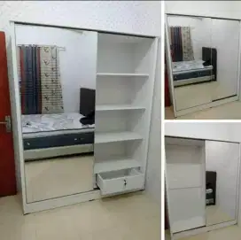 Ready Stock Lemari Pintu 2 Sleding Full Cermin. Bayar Bisa COD