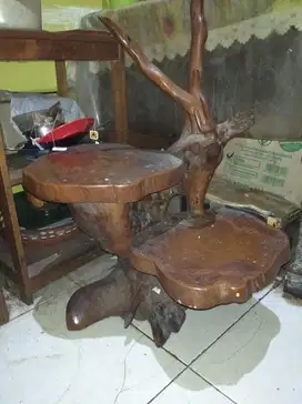 Meja akar kayu jati