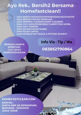 Jasa bersih rumah apartemen gedung dan cuci sofa springbed