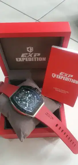 Expedition Chronograph E 6800 MC RSSBARE Men Black Dial Red Rubber