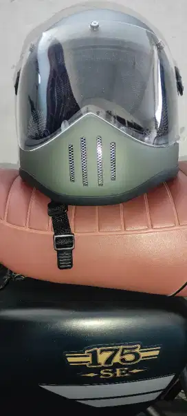 Helm cakil retro klasik hijau army doff