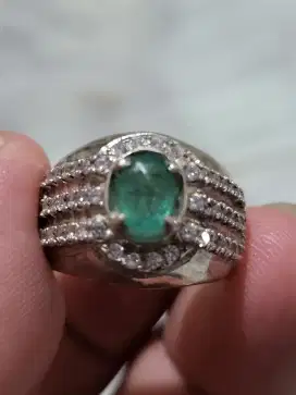 OBRAL!!! Natural Jamrud(emerald beryl) ring perak tebal