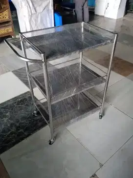 Troli Instrumen 3 rak stainless | meja 3 susun stainless