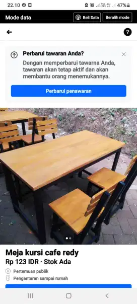 Meja kursi restoran