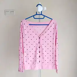 Kardigan Luaran Outer Wanita Pink Polkadot