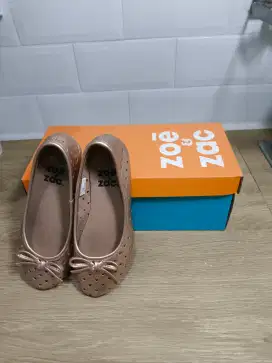 Zoe & Zac Flat Shoes Rose Gold Love Ribbon