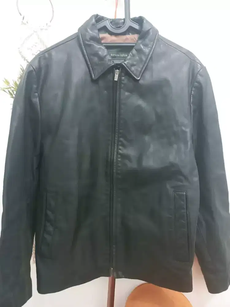Jaket kulit Asli Domba Hitam Import Banana Republik ORIGINAL size M