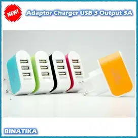 Adaptor Charger USB 3 Output 3A - Batok Kepala Charger USB 3 Output