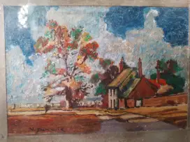 Lukisan pemamdangan & rumah eropa lawas.
