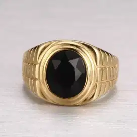 Cincin Pria Gold Baja Titanium Super Black stone