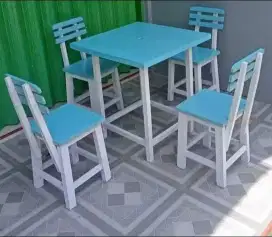 1set Meja makan+4kursi Sandaran bisa custom