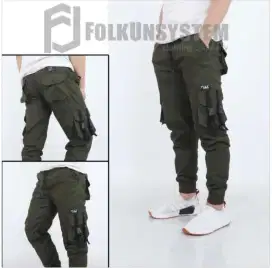 Celana pria jogger cargo