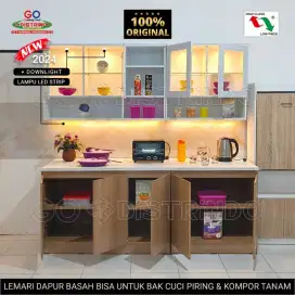 KITCHEN SET MINIMALIS DILENGKAPI LED DAN BISA DIPASANG SINK/KOMPOR