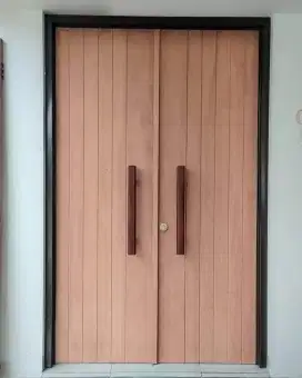 Kusen pintu doubel/depan komplit jendela kanan kiri kayu kamper Oven