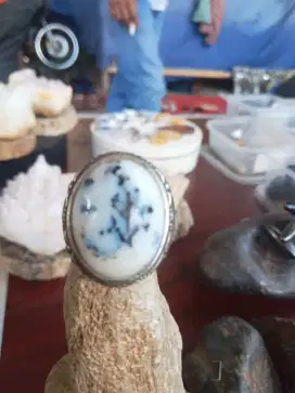 Cincin batu akik dendrit motif rumput