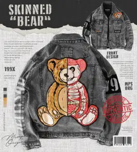 Ripped Denim Jacket Memphisorigins -Skinned Bear XXL [Limited Edition]