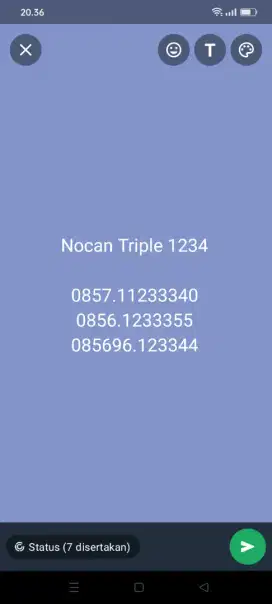 Nocan Indosat urut rapi 1234