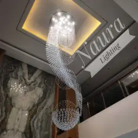 Lampu Gantung Crystal Lima Bola Sabit D80xH350Cm