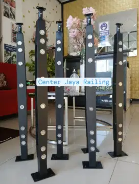 Railing Double Plat Hitam Model Jari Jari