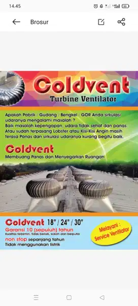 Coldvent turbine ventilator