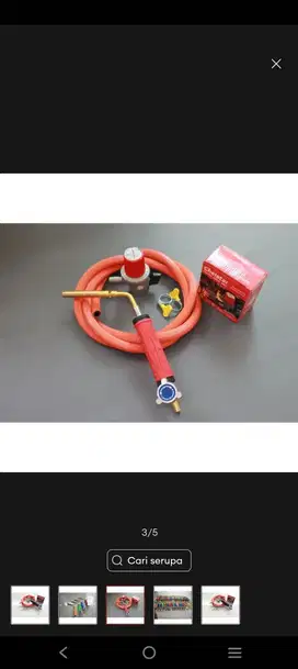 Paket las torch gas LPG las portable torch kuningan+selang2M+regulator