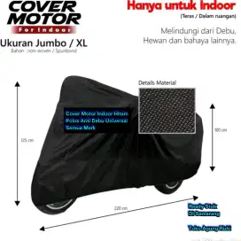 Cover Motor Indoor Hitam Polos Anti Debu Universal Semua Merk Honda