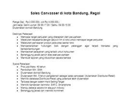 Sales Canvassing (toko bangunan / matrial) Soru Indonesia