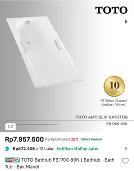 Bathtub Toto FB1700-80N (JUAL RUGI)