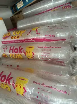 Gelas Plastik Hok isi 50 pcs/ pack Gelas Minuman Juice Es Kacang Hijau