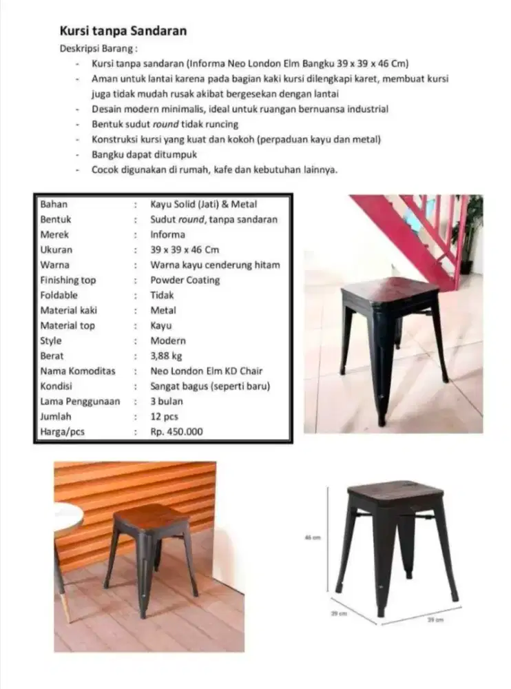 Jual Barang Bekas Meja dan Kursi Informa
