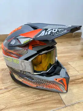 airoh aviator 3 wave orange + goggle scott