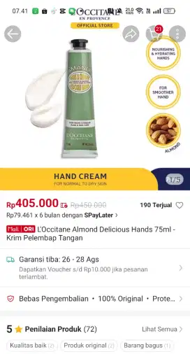 Jual Rugi Handcream Loccitane Ori Murah