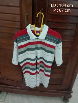 Baju Kerah Motif Salur Preloved