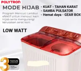 MESIN CUCI POLYTRON 2 TABUNG 7kg PWM-7072 LOW WATT +