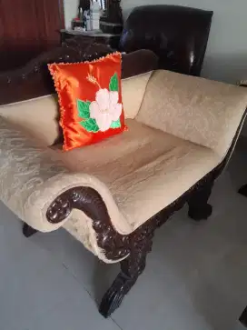 DIJUAL CEPAT 1 SET KURSI MEJA JATI SOFA  LUX MEWAH UKIRAN JATI CANTIK