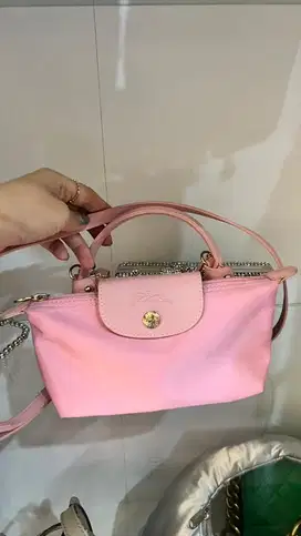 Tas mini longchamp + strap