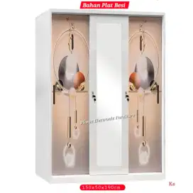 Lemari Besi 150cm Lemari Pakaian Plat besi sliding Lemari anti rayap