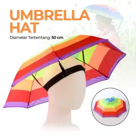 Payung Motif Pelangi Headband Umbrella Hat 50cm